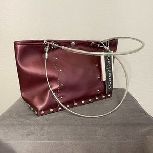 Hardware by Renee Burgundy Marine Vinyl & Wood Base Industrial Shoulder Bag
